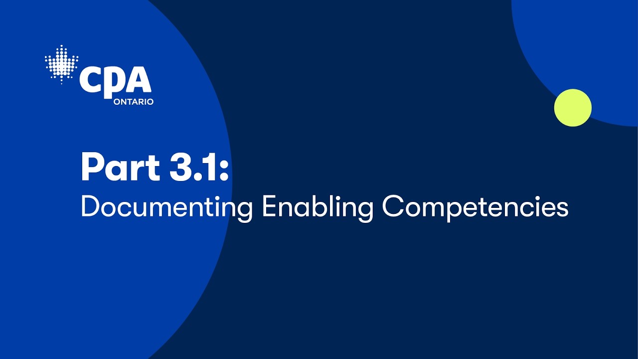 Part 3.1: Documenting Enabling Competencies