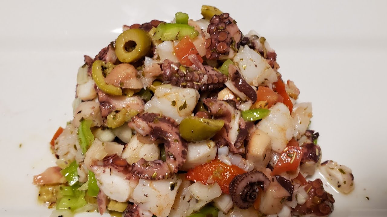 Ensalada de pulpo,calamares y camarones( a mi estilo)