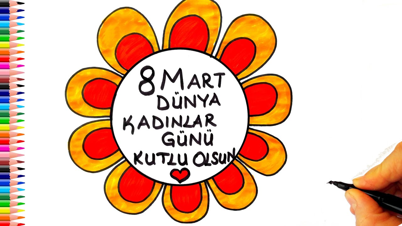 8 Mart Dünya Kadınlar Günü Resmi Çizimi Kolay 🌻 International Women's Day Drawing