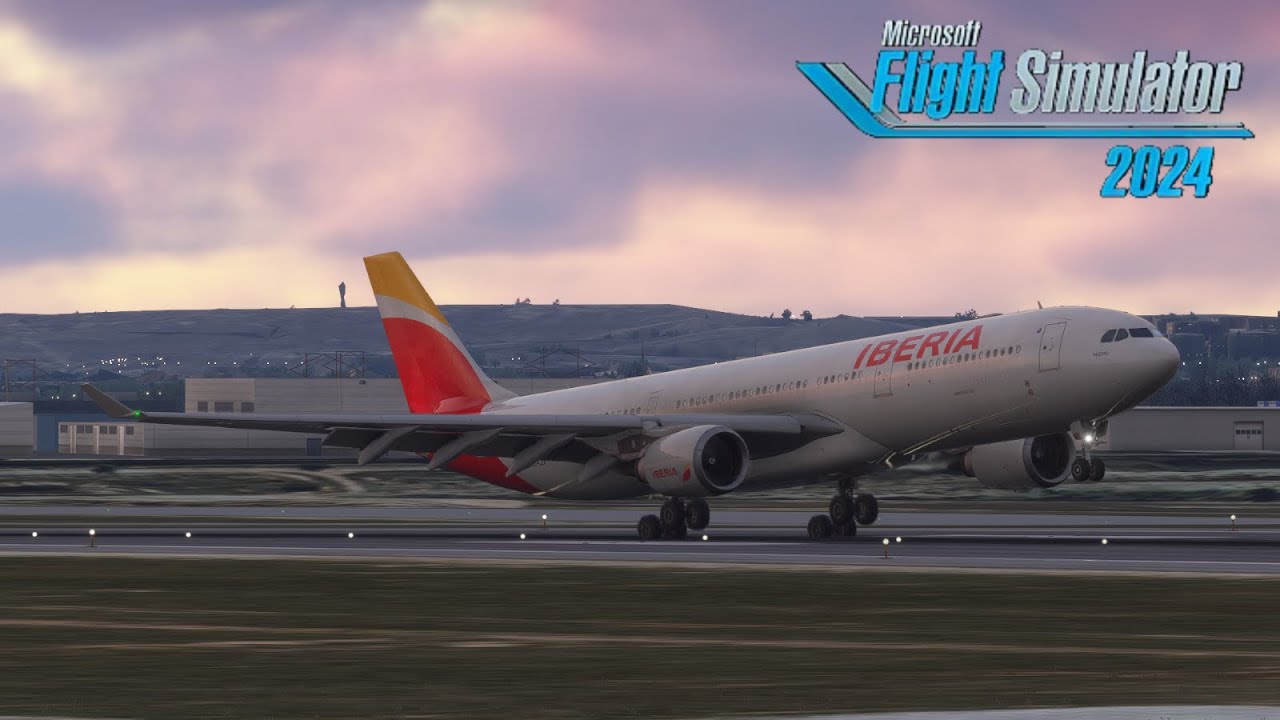 Msfs2024 Ultra Settings Beautiful A330 Sunrise Approach into Madrid