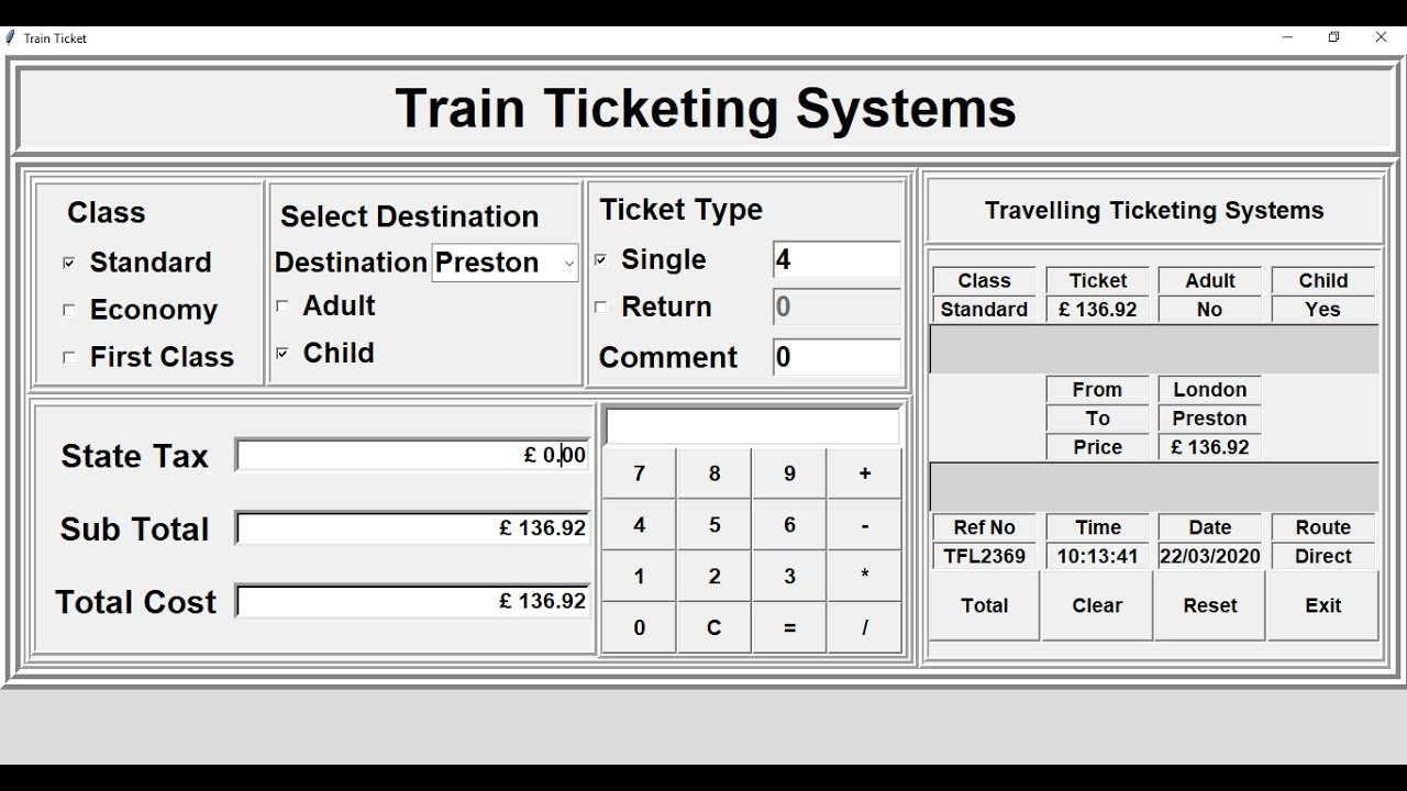 Overview of an Advanced Train Ticketing System Created in Python