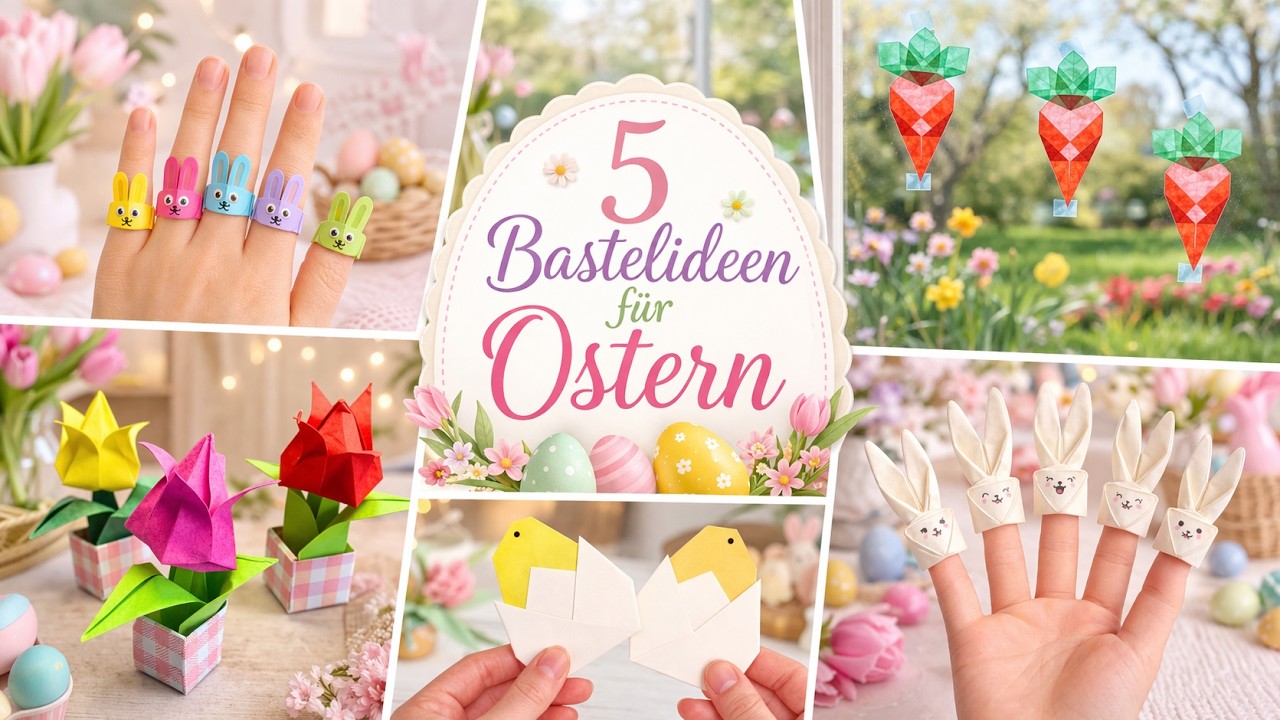 5 kreative Bastelideen zu Ostern 🐣🌷 | DIY f&uuml;r Kinder & Erwachsene | Origami & einfache Deko