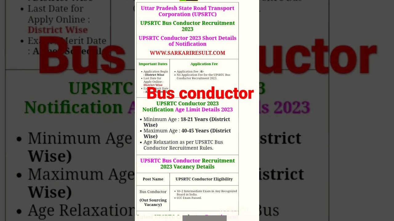 UPSRRTC bus conductor #sarkariresult @Governmentjob1M #government #shorts