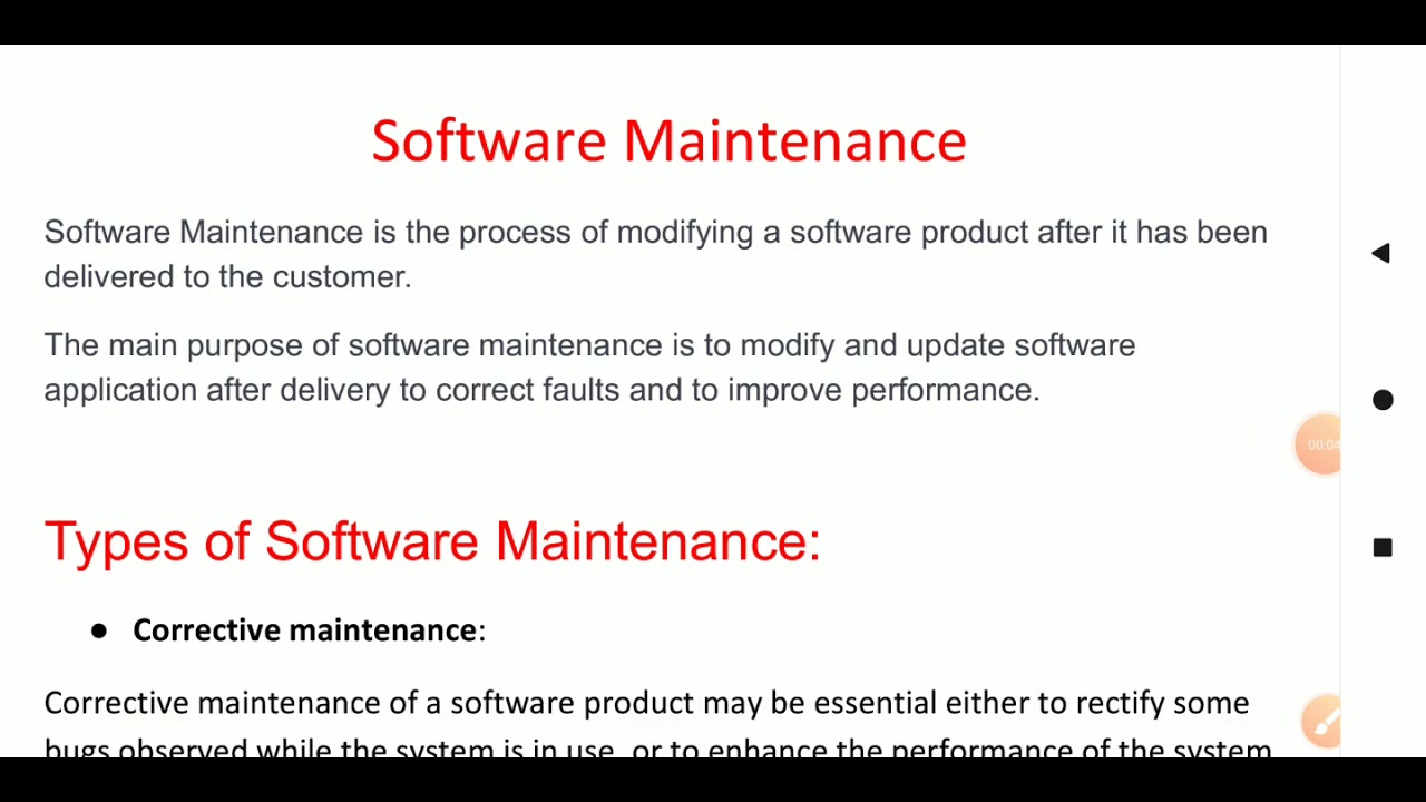 Software maintenance and the types of software maintenance