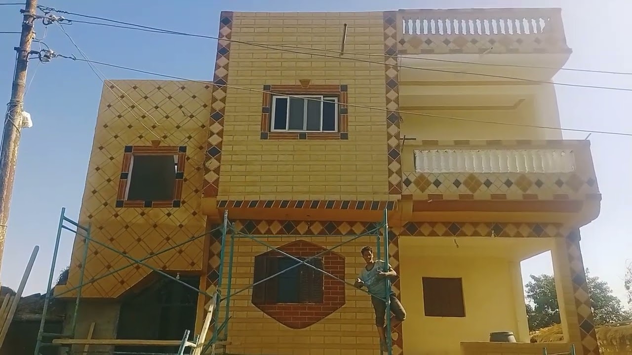 طريقه تنفيذ المنى الجاهزه الملونه بديل الحجر الفرعوني باقل تكلفه تشطب واجهه بيتك
