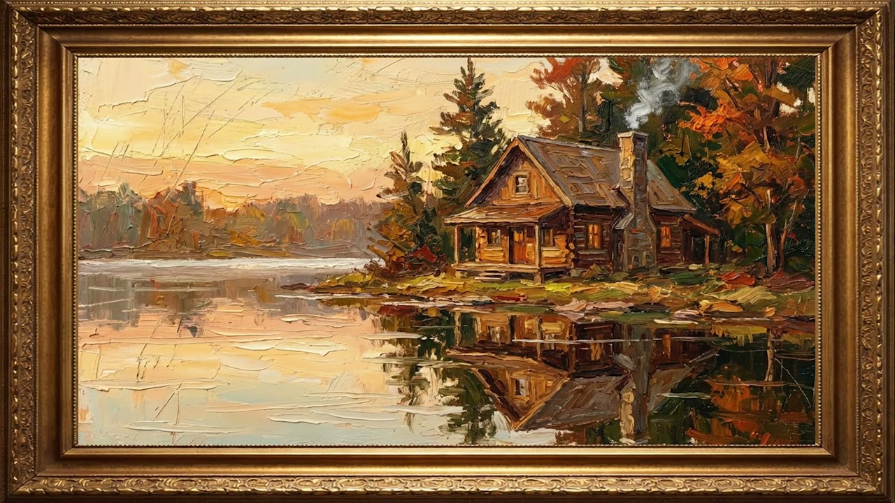 Autumn Cabin Reflections | 4K Luxury Frame TV Art Display