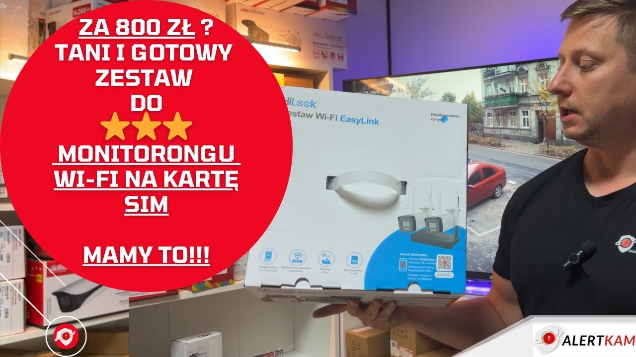 ZA 800 ZŁ Tani Zestaw do monitoringu Bezprzewodowy WI-FI na kartę SIM Hikvision Hilook Gotowy Zestaw