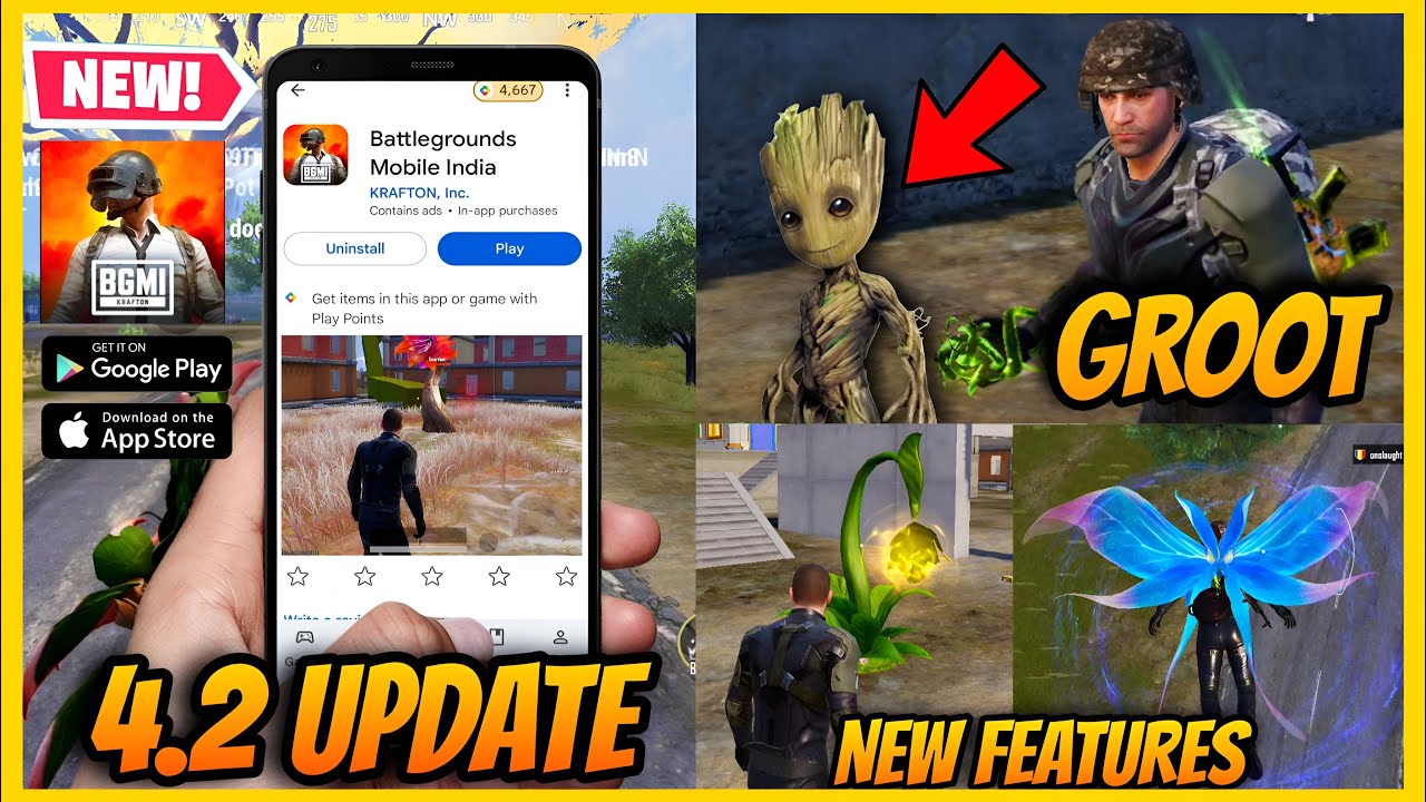 🔥BGMI 4.2 UPDATE: NEW FLYING POWER l GROOT COMPANION  AND NEW FEATURES
