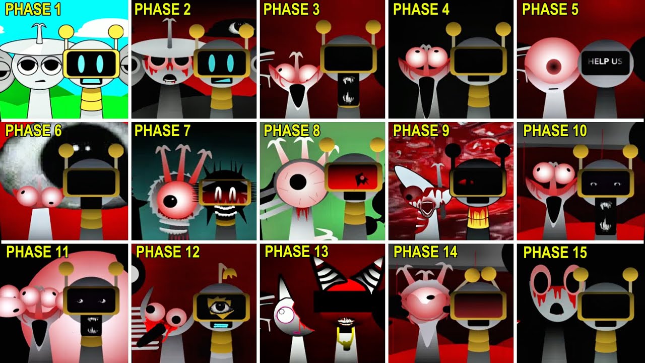 Mix all Clukr and Fun Bot in Sprunki incredibox | Phase 1 vs Phase 2 vs Phase 3... vs Phase 15