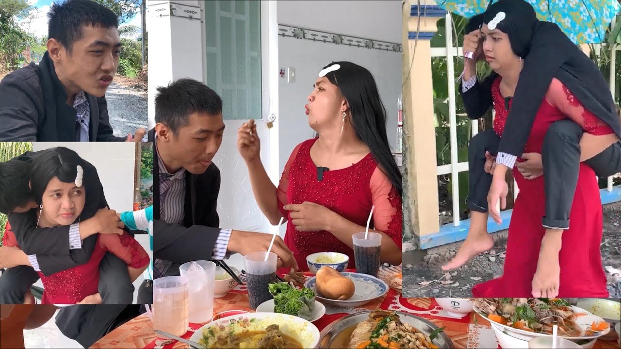 Vợ chồng miền tây đi ăn chực cười gần chết | Con Liễu cõng thằng Sang dìa