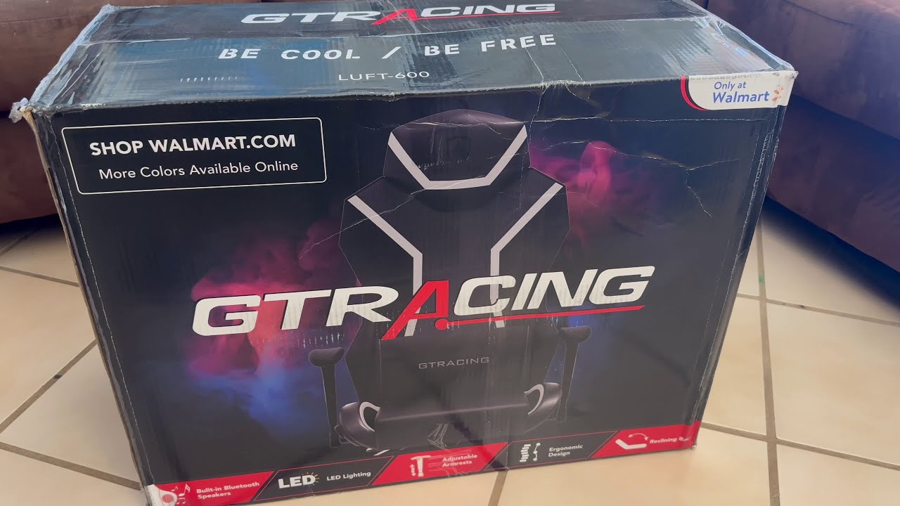 Распаковка и сборка игрового кресла GTRacing Luft-600 с Bluetooth-динамиком и светодиодной подсве...