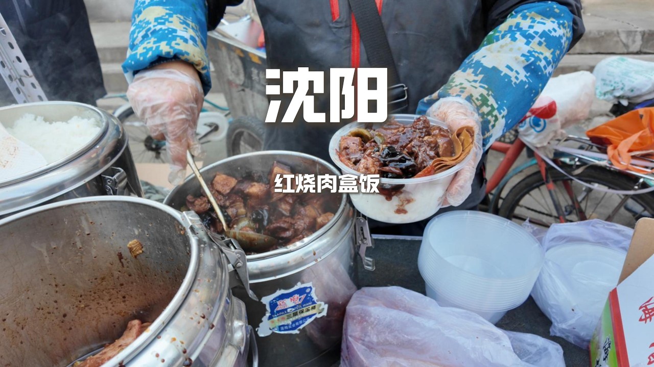 零下十幾度的沈陽汽配城，排隊搶著吃紅燒肉盒飯，12元一份能吃飽嗎？ 【野文不懂吃】
