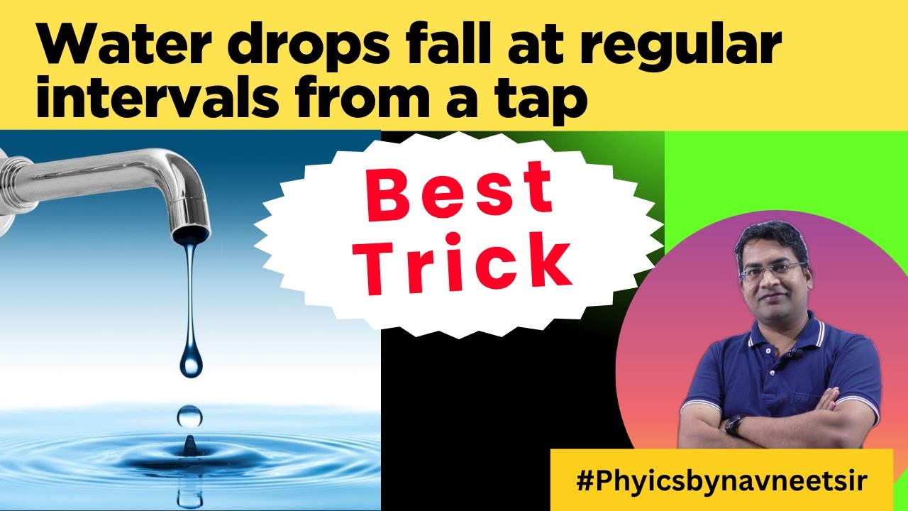 The water drop falls at regular intervals from a tap 5 m above the ground. The third drop is leaving