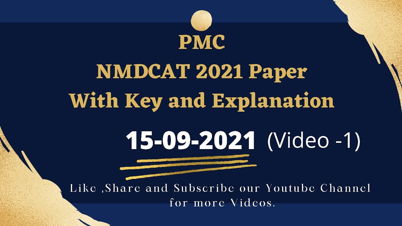 PMC Paper Mcqs 15-09-2021 |NMDCAT 2021