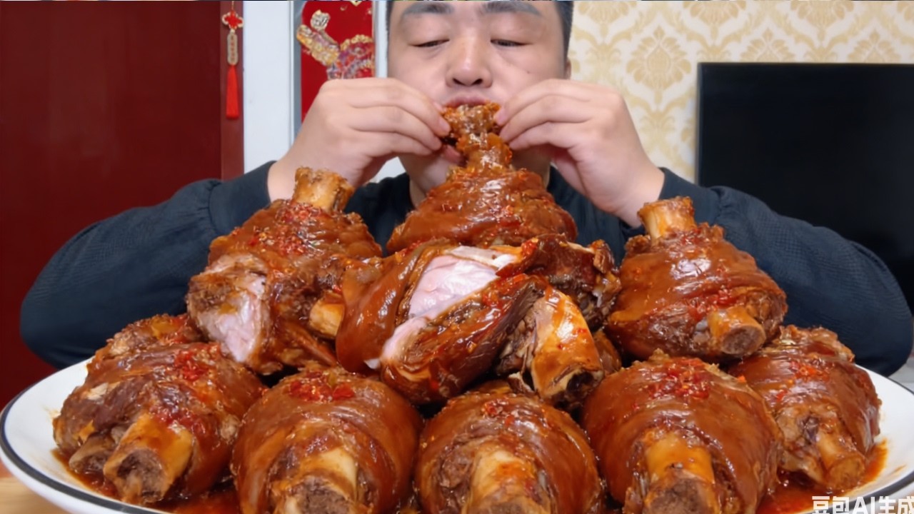【ASMR】【MUKBANG】Brother Xiaofeng's Immersive Eating: Tender, Fall-Apart Pork Knuckle