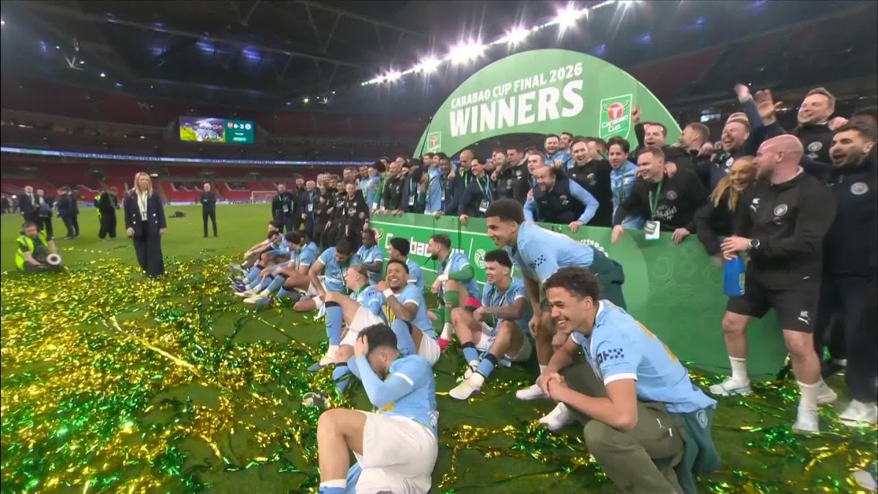 Manchester City's EPIC Carabao Cup trophy presentation