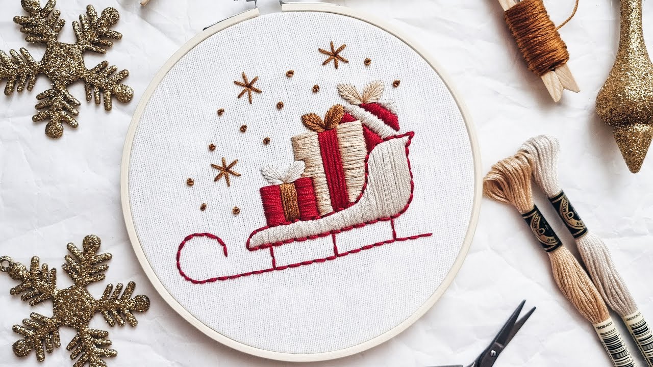Christmas embroidery. Botanical embroidery. Embroidery for beginners | Christmas gifts pattern