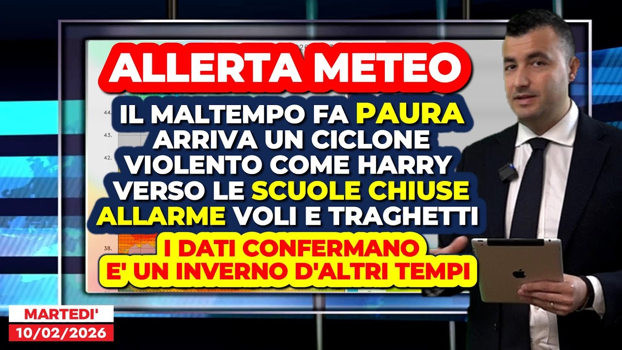 ALLERTA METEO, arriva un Harry-BIS: scuole chiuse, allarme voli e traghetti. Mappe spaventose!!!