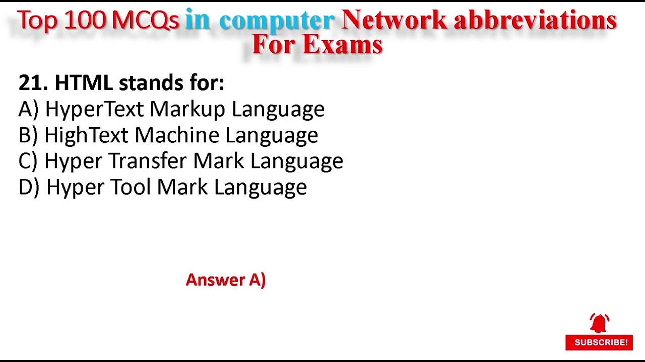 Abbreviation MCQs in Computer related Exams