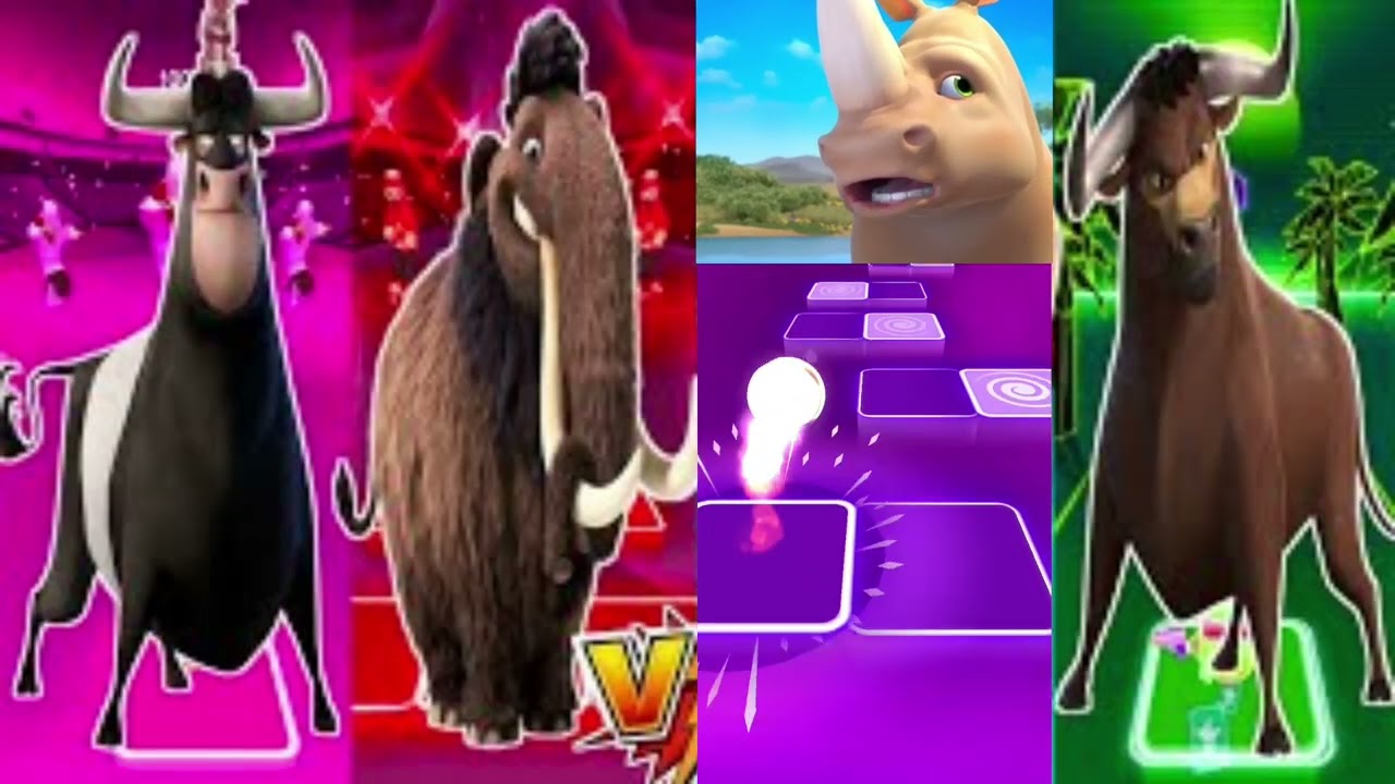 Funny Ferdinand 🐂 🆚 Funny Cow 🐄 🆚 Funny Elephant 🐘 🆚 Funny Buffalo 🐃 - Coffin Dance Tiles Hop 🌈🔥🎊