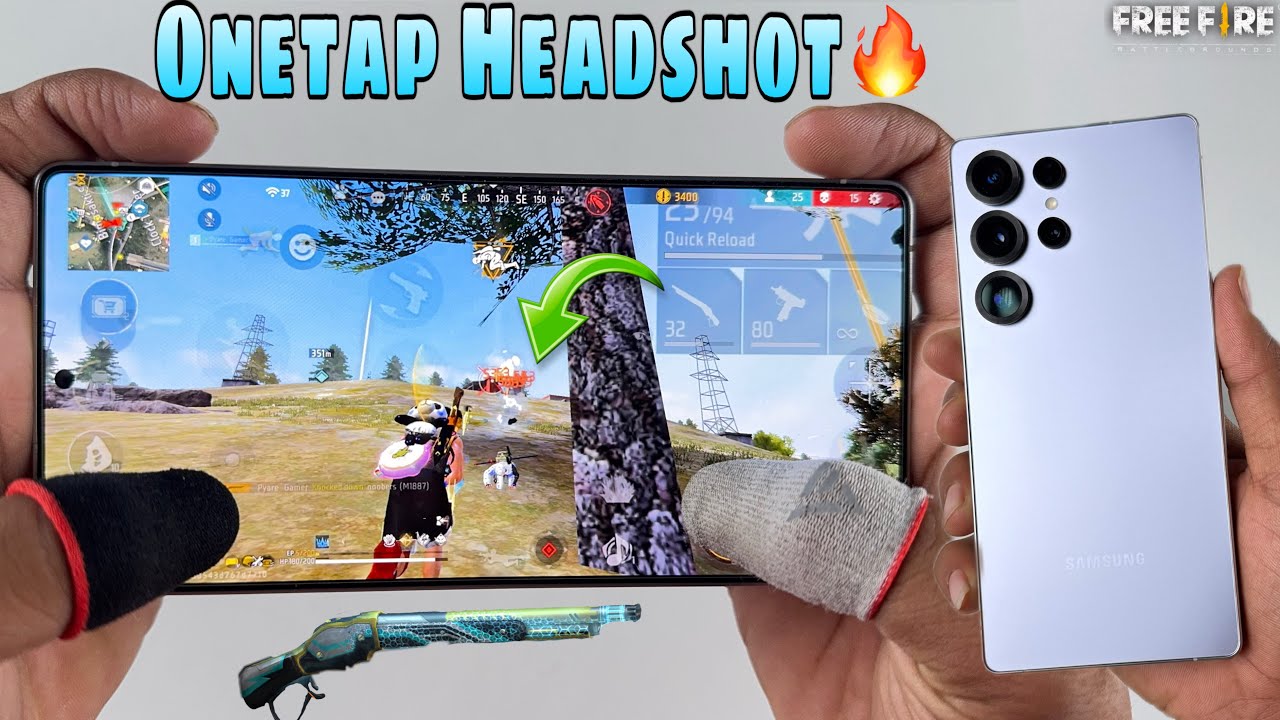 Samsung galaxy s25 Ultra 1 vs 4 free fire gameplay with 2 finger handcam 