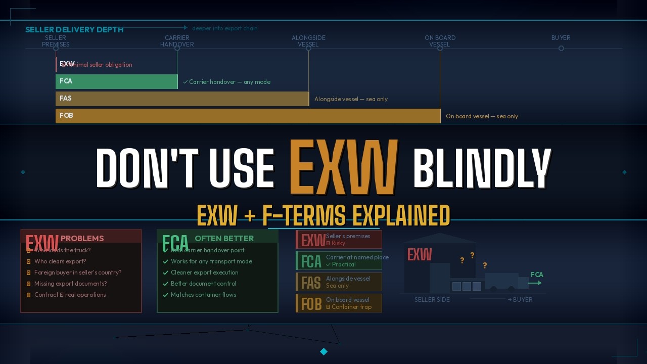 EXW and the F Incoterms Explained &mdash; FCA, FAS, FOB and the Mistakes That Cost Money