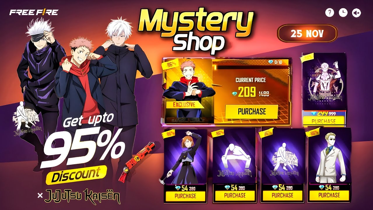 Ff x Jujutsu Kaisen Mystery Shop Event 🤯💥| free fire new event| ff new event | new event free fire 