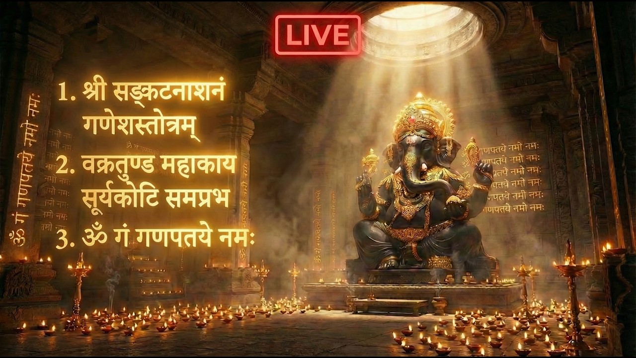 LIVE: Shri Ganesh Mantra Chant | श्री सङ्कटनाशनं गणेशस्तोत्रम् | वक्रतुण्ड महाकाय | ॐ गं गणपतये नमः