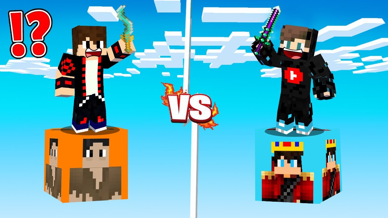 ماين كرافت : حـرب بلوكات حظ الأسطورة ولكن بلوكة حظ الغني ضد الفقير !!؟ 🔥😱