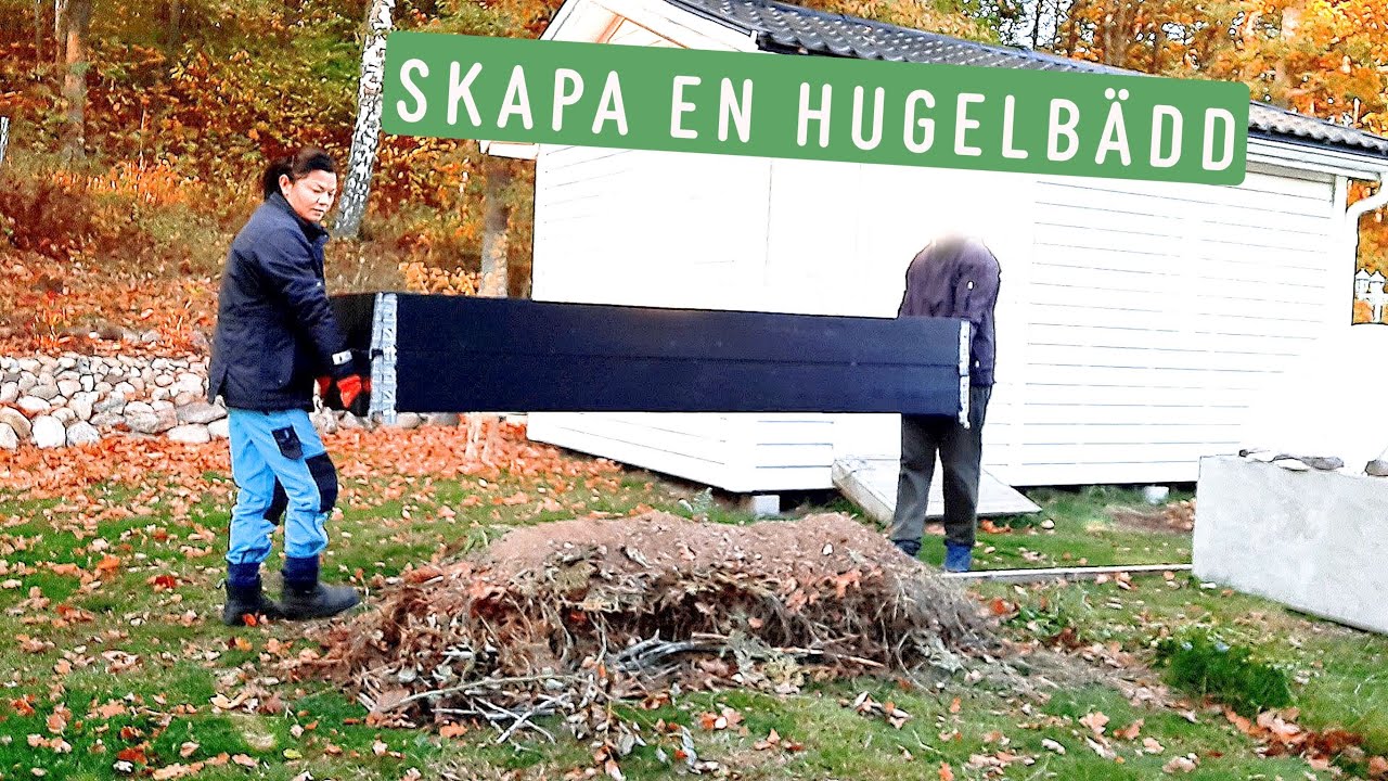 Göra Hügelbädd/hugelbädd i en pallkrage/No dig garden i en pallkrage | Leva hållbart på villatomt