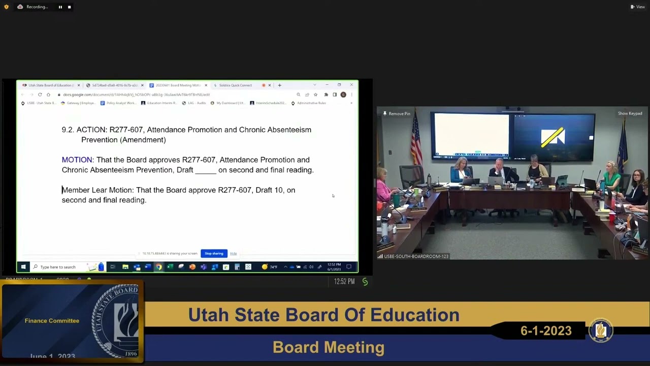 20230601 07  Finance Committee Report Pt 1 (Drafted by USBE)