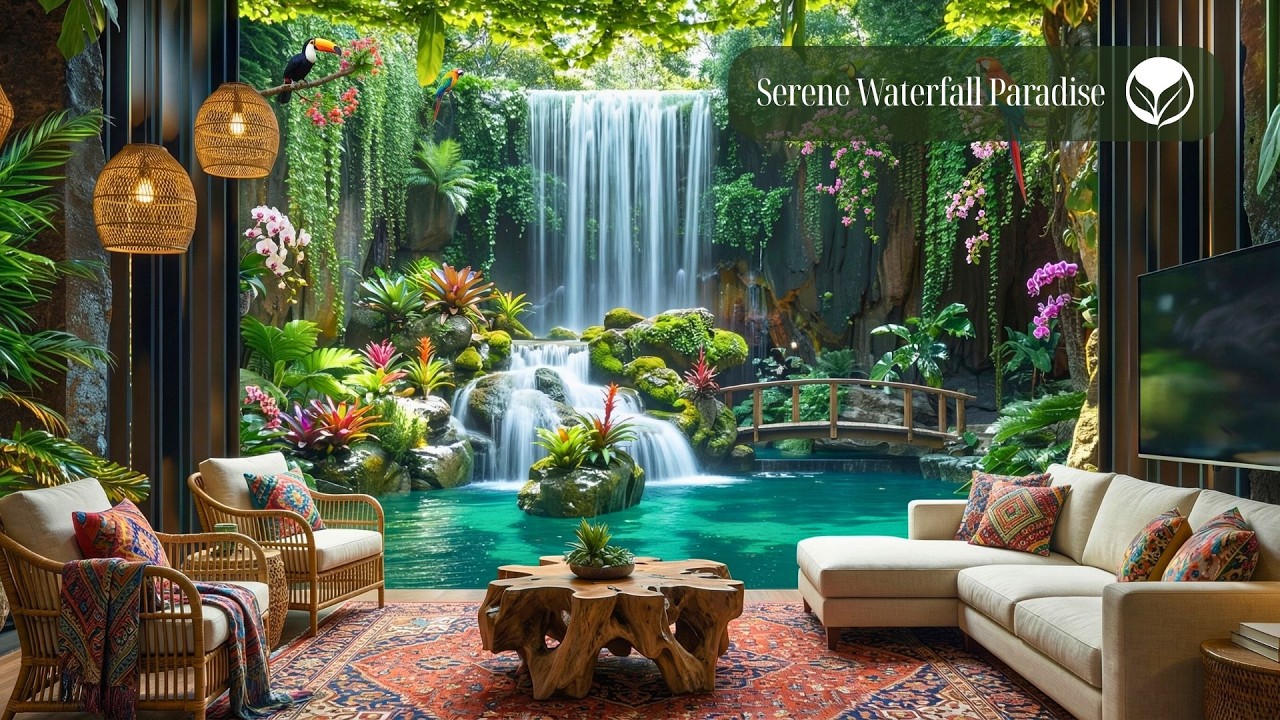 Serene Jungle Resort Escape | Waterfall and Birdsong Ambience for Deep Rest