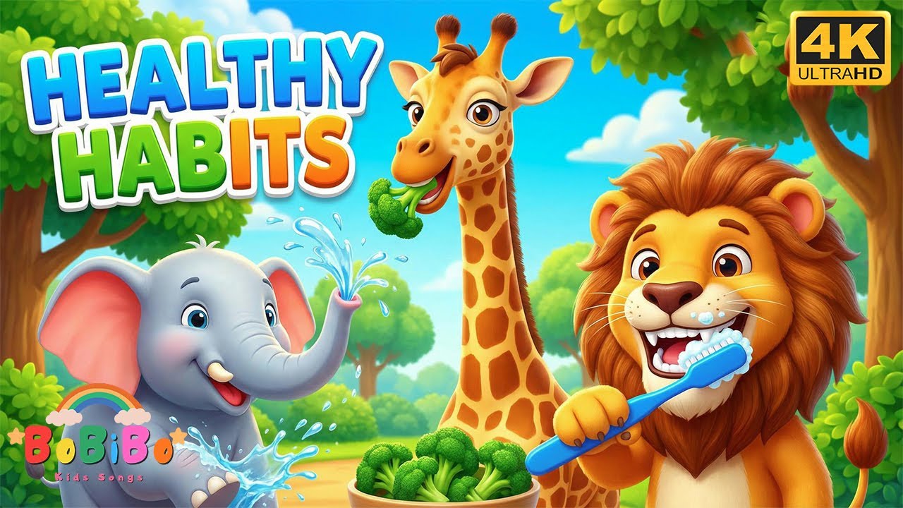 Good Habits With Cute Animals! 🐘 Brush Teeth & Wash Hands Song | BoBiBo