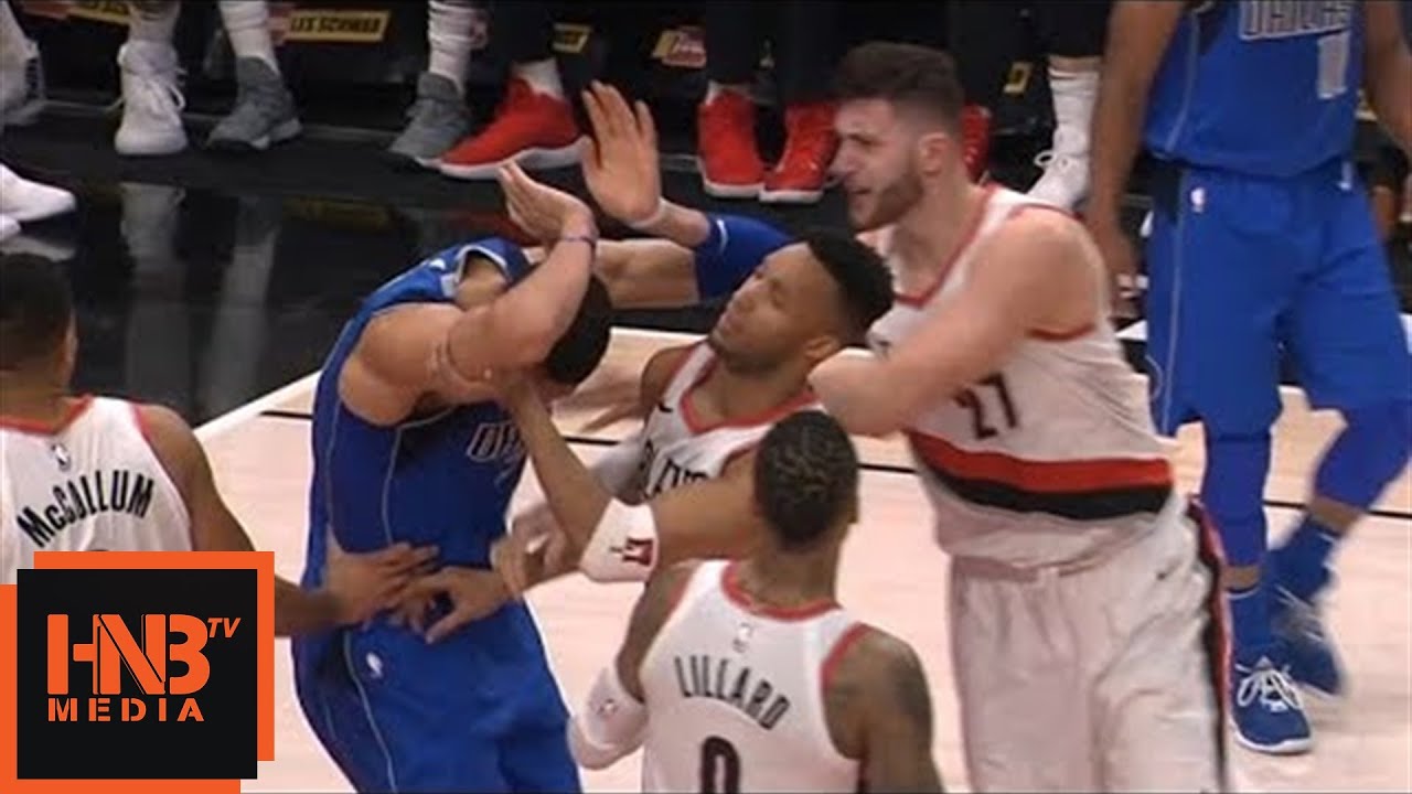 Jusuf Nurkic & Salah Mejri Scuffle / Mavs vs Blazers