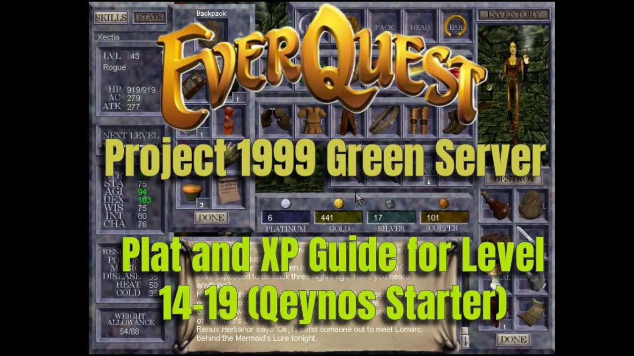 Project 1999 - Plat and XP Quest at Level 14-19 Guide (Qeynos Starter) - Part 1