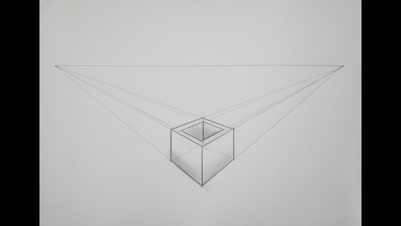 how to draw a cube in 2 point perspective for beginners