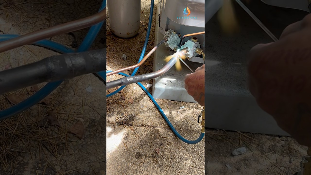 Condenser unit installation ❄️ #bluecollarlife #butlershvac #hvacinstall #hvactips #hvacservice