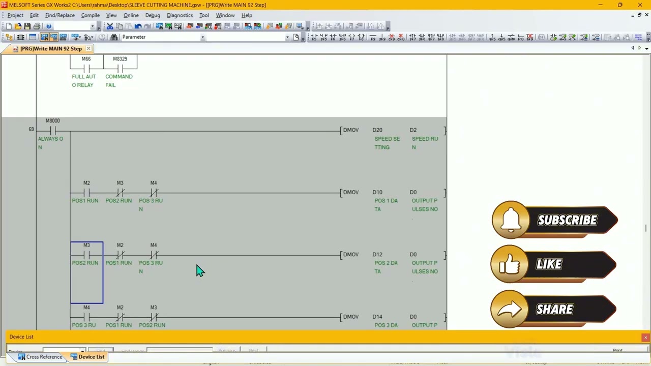 MITSUBISHI SERVO MOTOR  CONTROL [ SLEEVE CUTTING MACHINE PART-3 ] PROGRAMMING