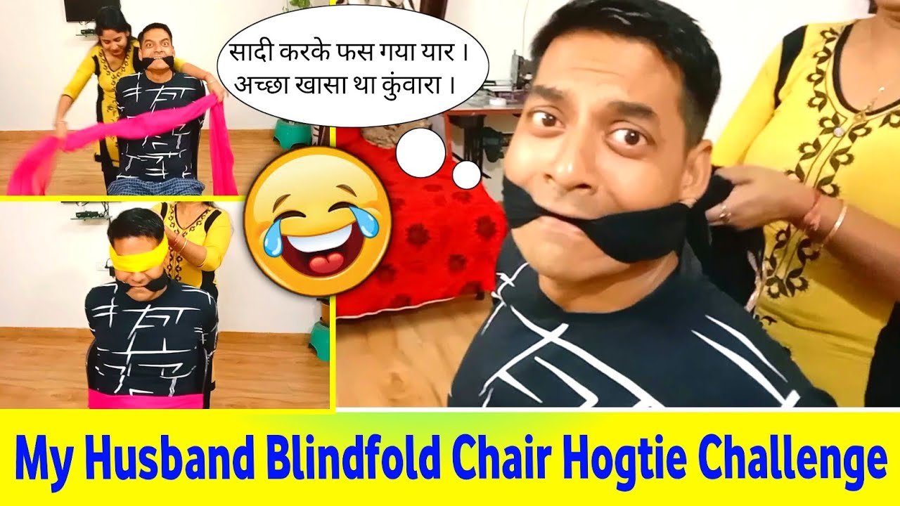 My Husband Bllindfold Chair Hoggtie Chalenge || Hogetie Chalenge || Scarf