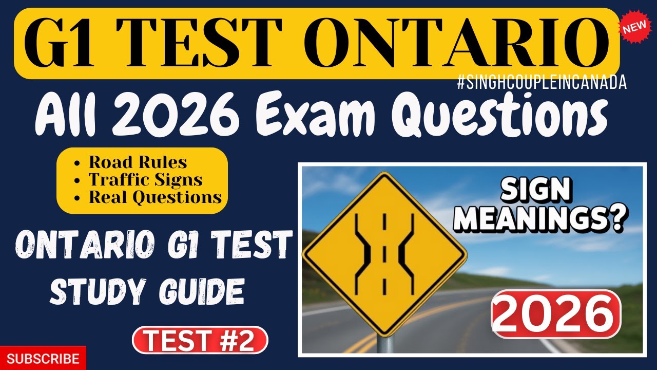 G1 test Ontario 2026 | G1 Practice Test Ontario 2026 | G1 Driving Test - All 2026 Exam Questions
