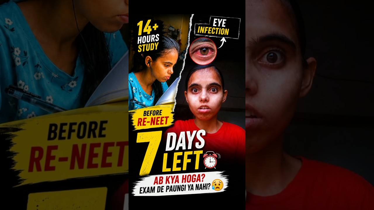 7 Days Before RE-NEET 😭 Studying 14+ Hours Despite Eye Infection | Real Life Of A NEET Aspirant