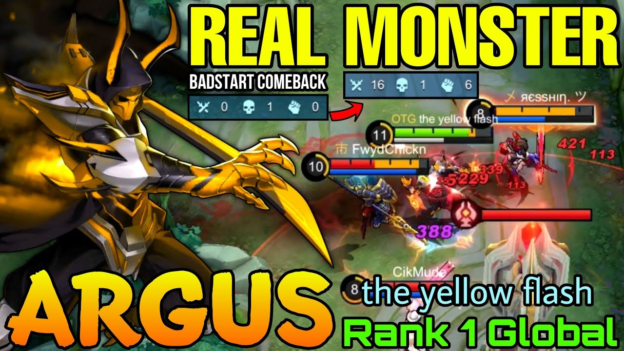 Malediction Argus Real Monster! - Top 1 Global Argus by the yellow flash- Mobile Legends