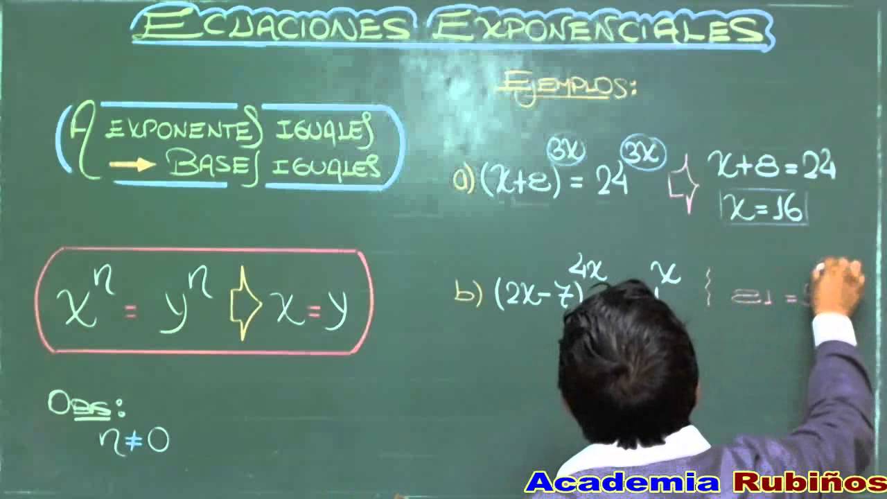 ECUACION EXPONENCIAL-EXPONENTES IGUALES-BASES IGUALES-CONCEPTO Y EJEMPLOS