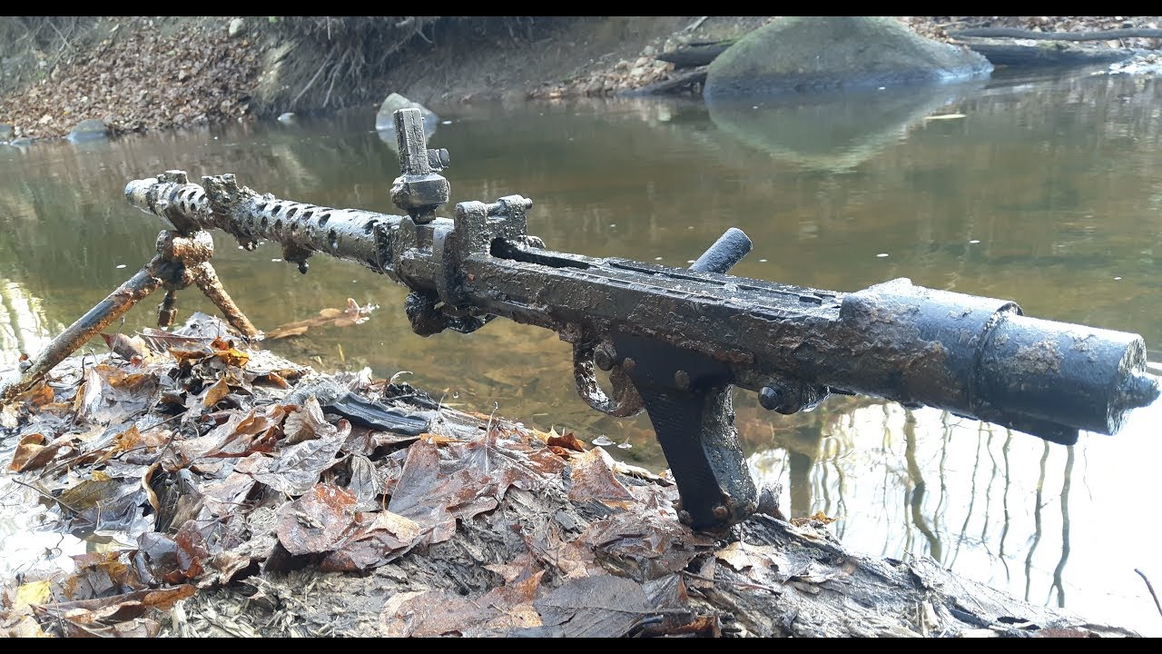 Коп по войне. Пулемет MG 34 в лесном ручье. Maschinengewehr 34 
