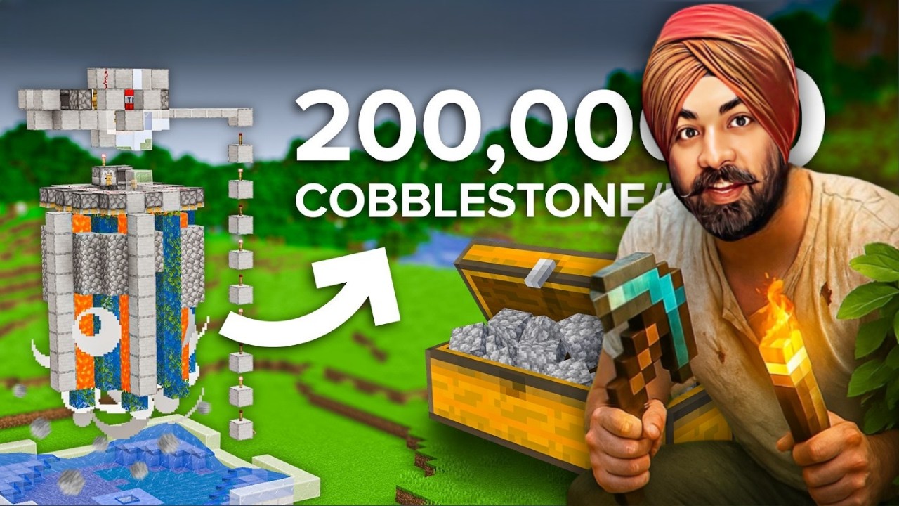 Minecraft INSANE Cobblestone Farm Tutorial ⛏️ | 207,000 Per Hour! #manjithub