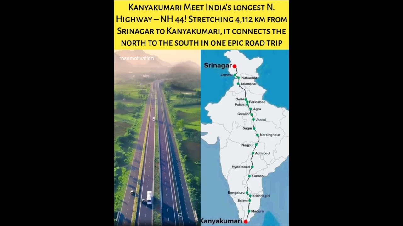 KANYAKUMARI Meet IndiA'S LONGEST N. HIGHWAY-NH 44! STRETCHING 4,112 KM FROM SRINAGAR TO KANYAKUMARI