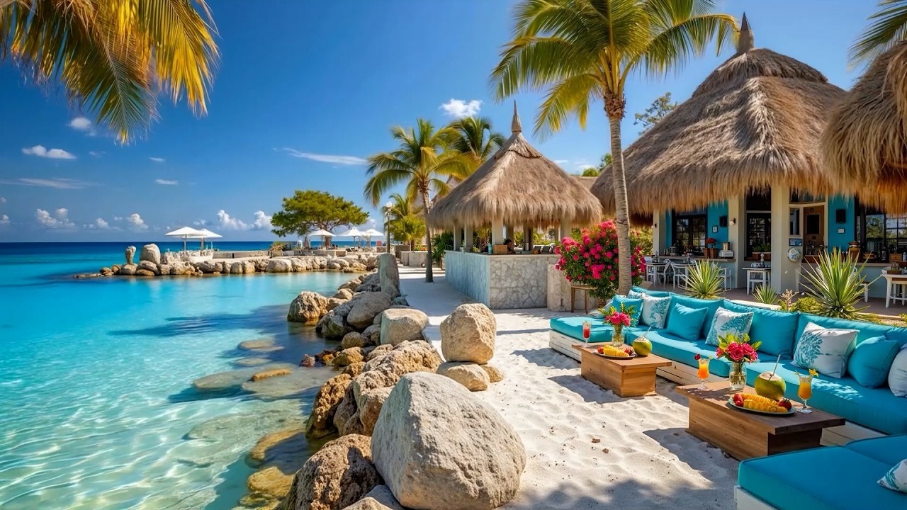 Happy Morning Jazz at a Tropical Beach Cafe ~ Upbeat Bossa Nova Music & Wave Sounds for Good Mood