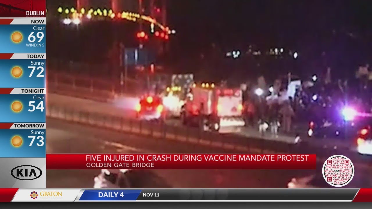 5 injured in crash near anti-vaccine mandate protest on Golden Gate Bridge
