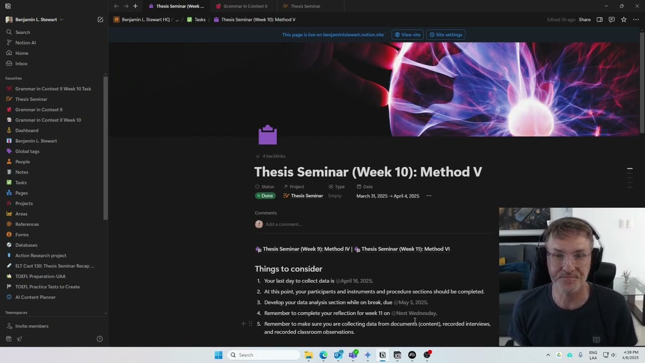 Thesis Seminar Week 10 Recap
