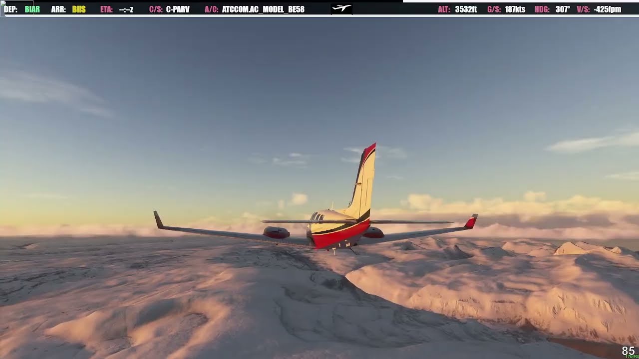 BARON Turbocharged B58TC FLIGHT from BIAR   Akureyri to BIIS   Isafjordur Iceland